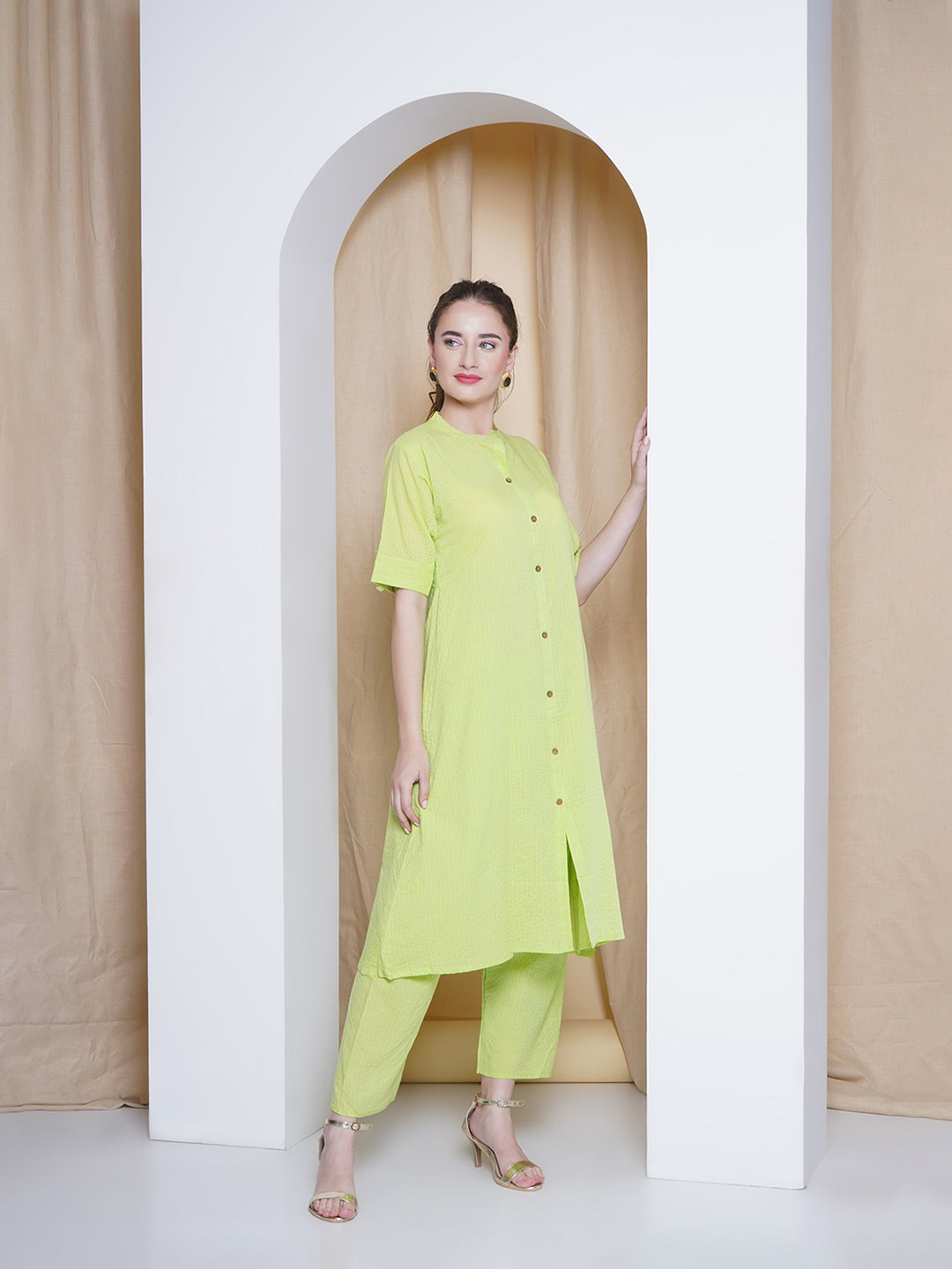 Rayon Co-Ord Set - Light Green