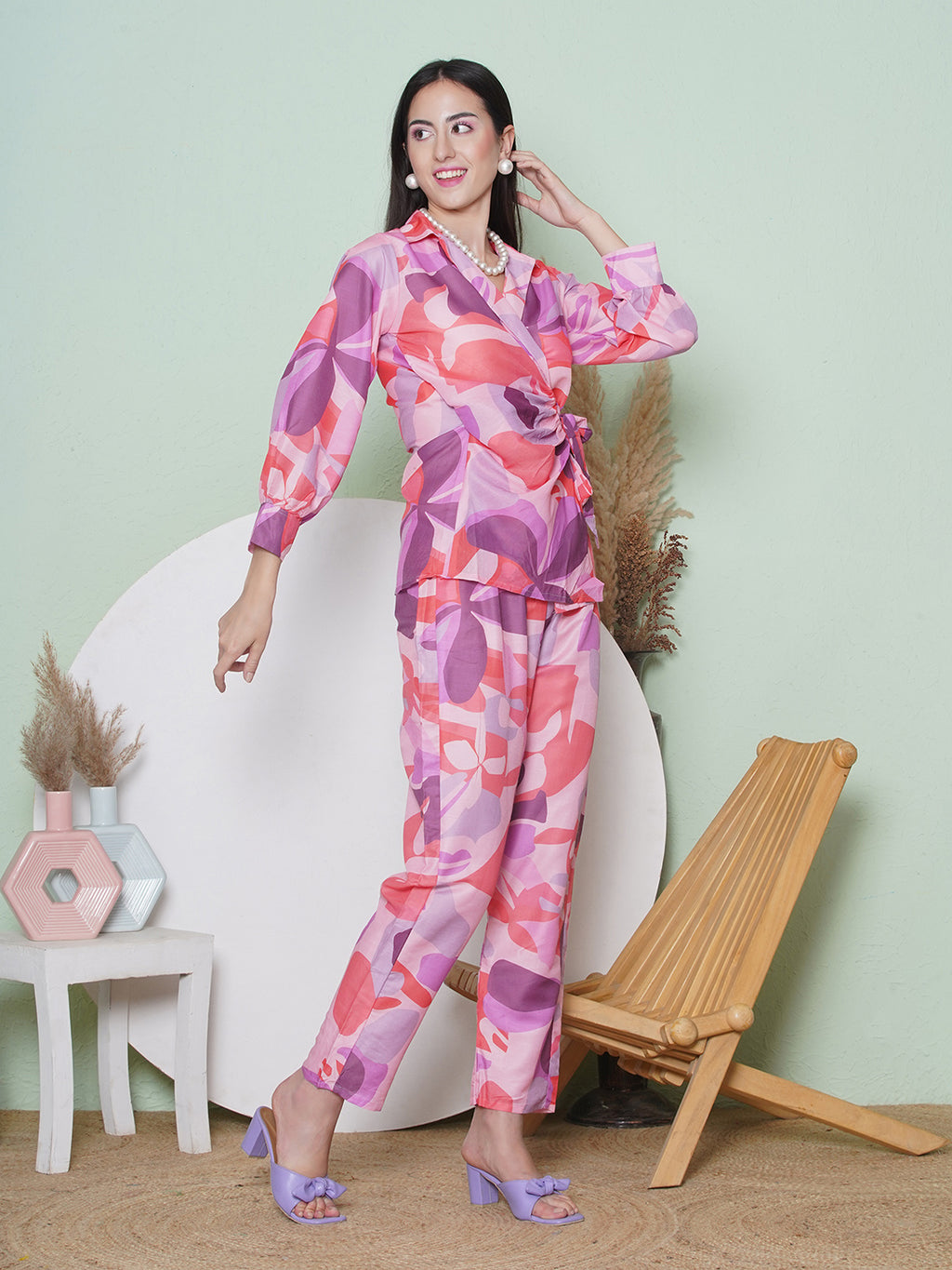 Muslin Digital Print Co-Ord Set - Pink