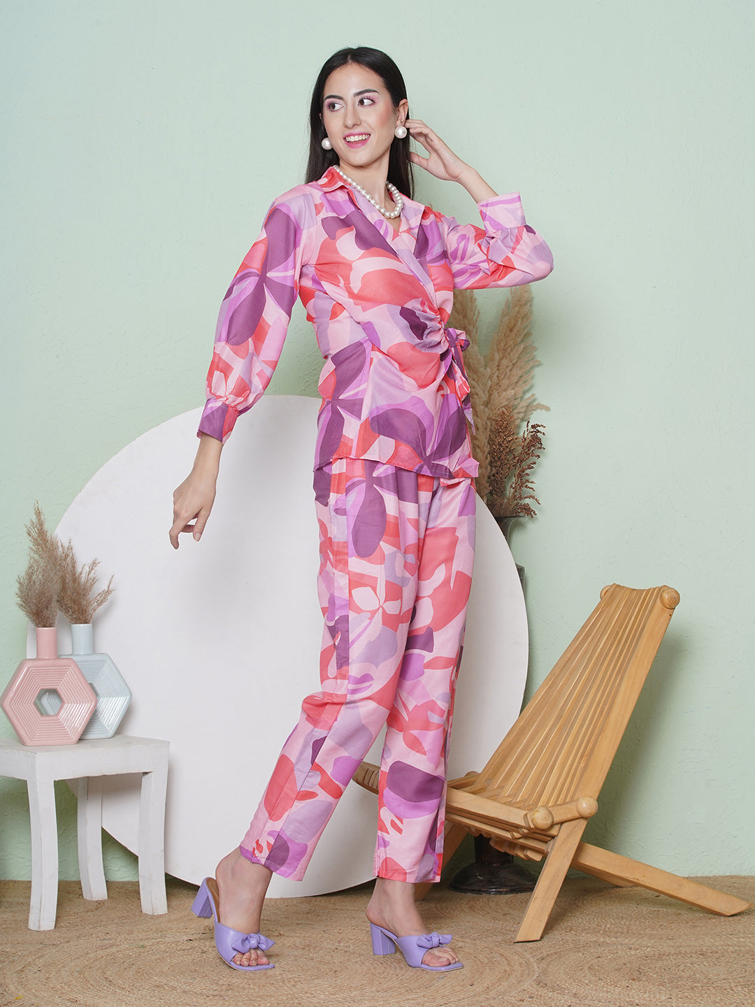 Muslin Digital Print Co-Ord Set - Pink