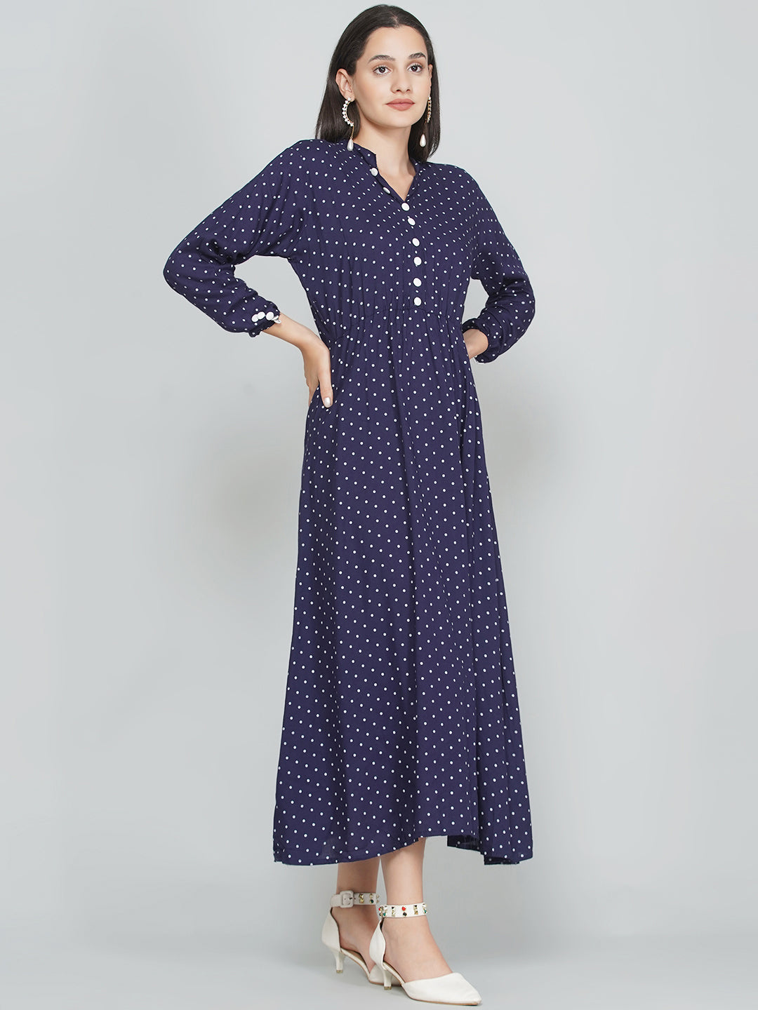 Polka Dress - Prussian Blue