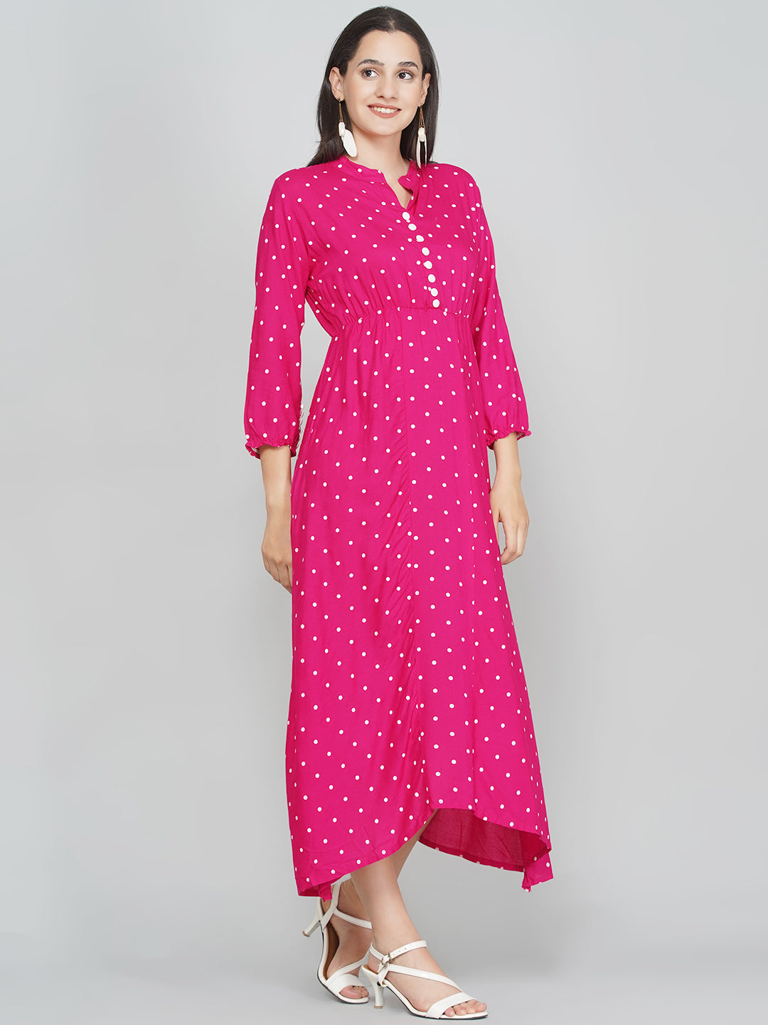 Polka Dress - Magenta Pink