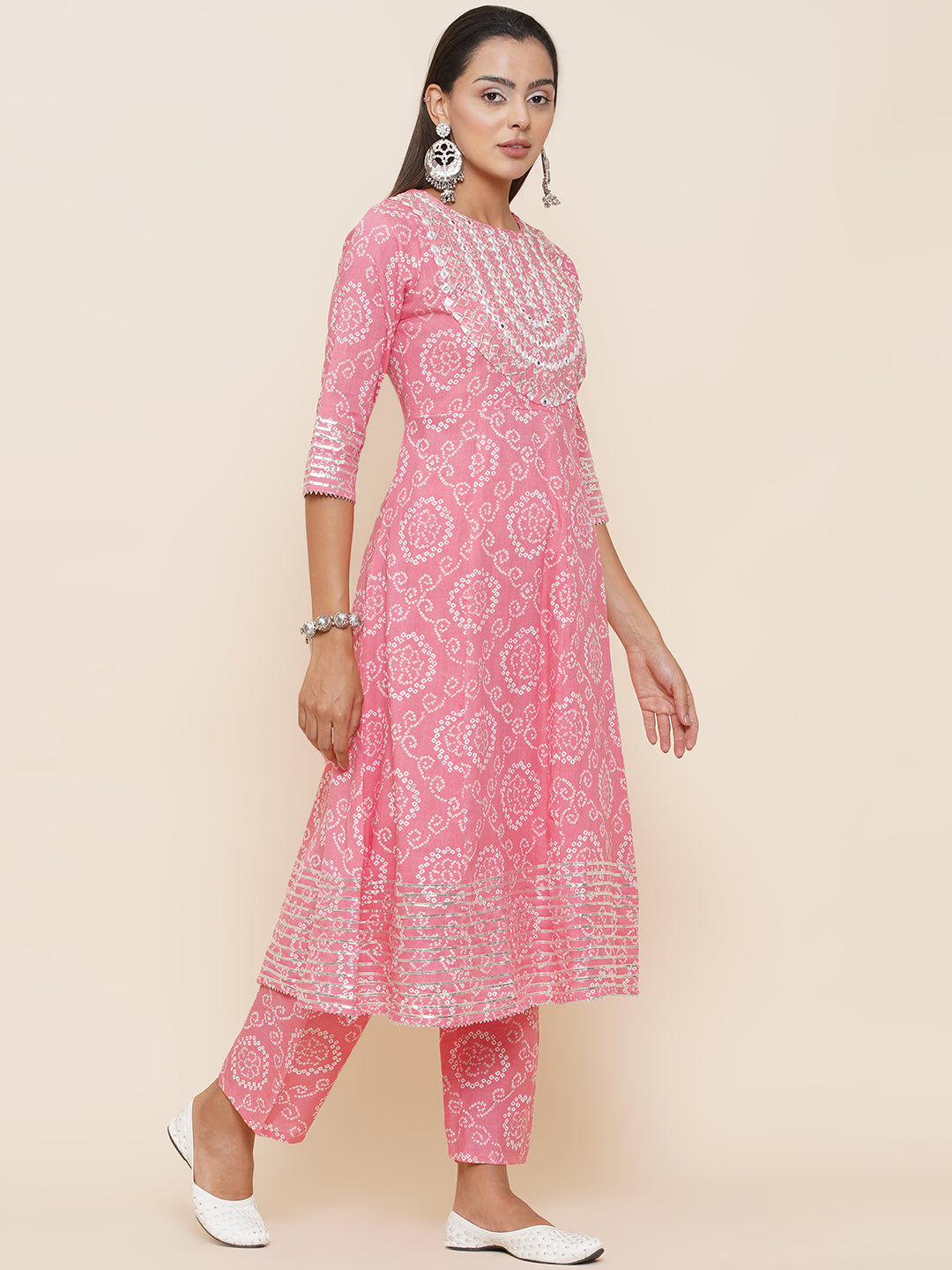 Gota Patti Mirrorwork Suit Set - Baby Pink