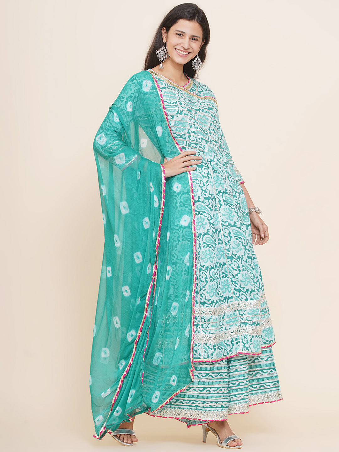 Angrakha Design Gota Patti Sharara Suit - Turquoise