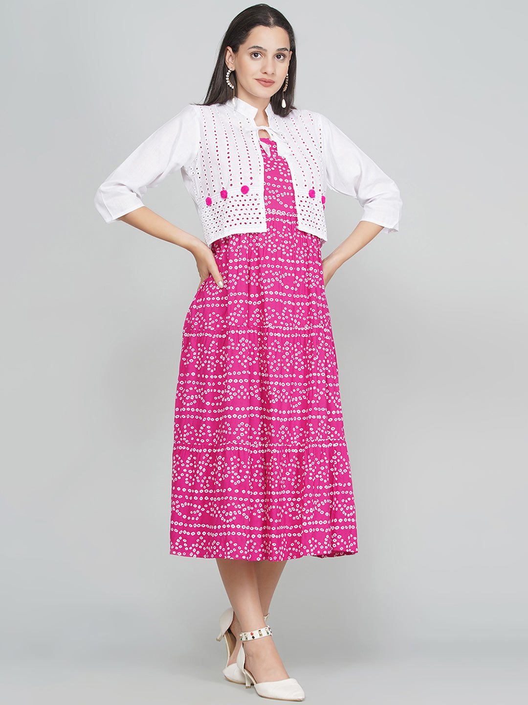 A-Line Dress with Jacket - Pink