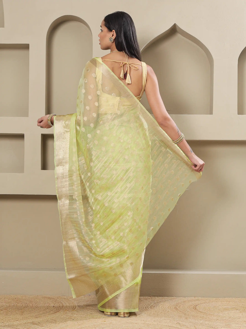 Banarasi Woven Organza Saree - Neon
