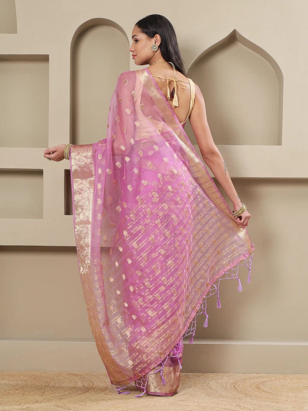 Banarasi Woven Organza Saree - Lilac