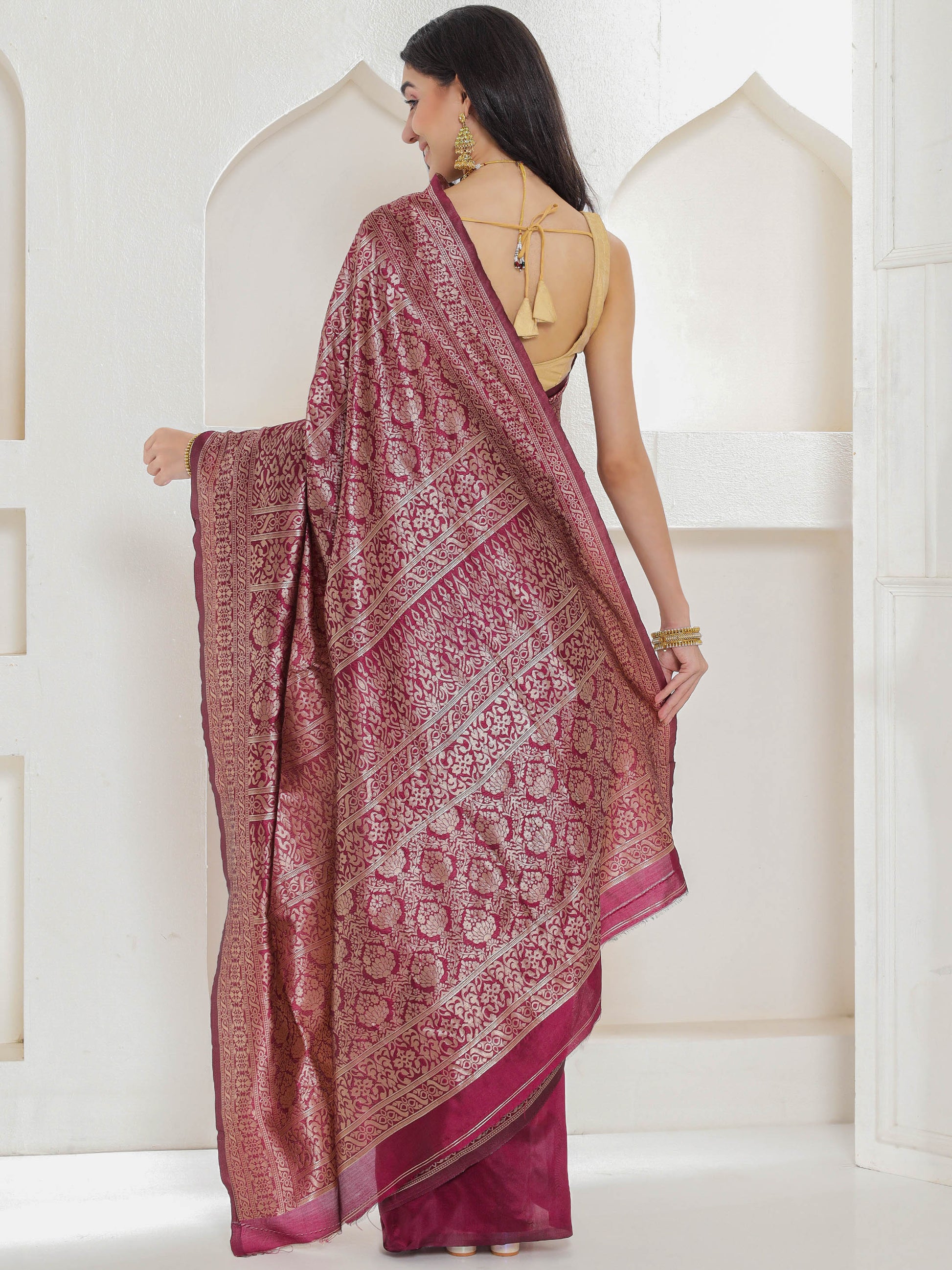 Brocade Silk Saree - Hibiscus