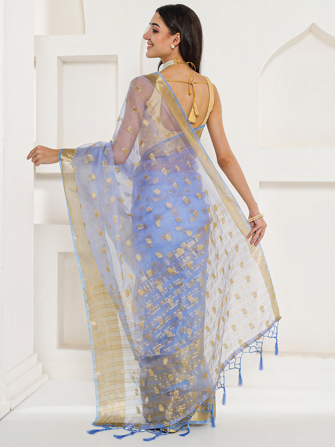 Banarasi Woven Organza Saree - Periwinkle