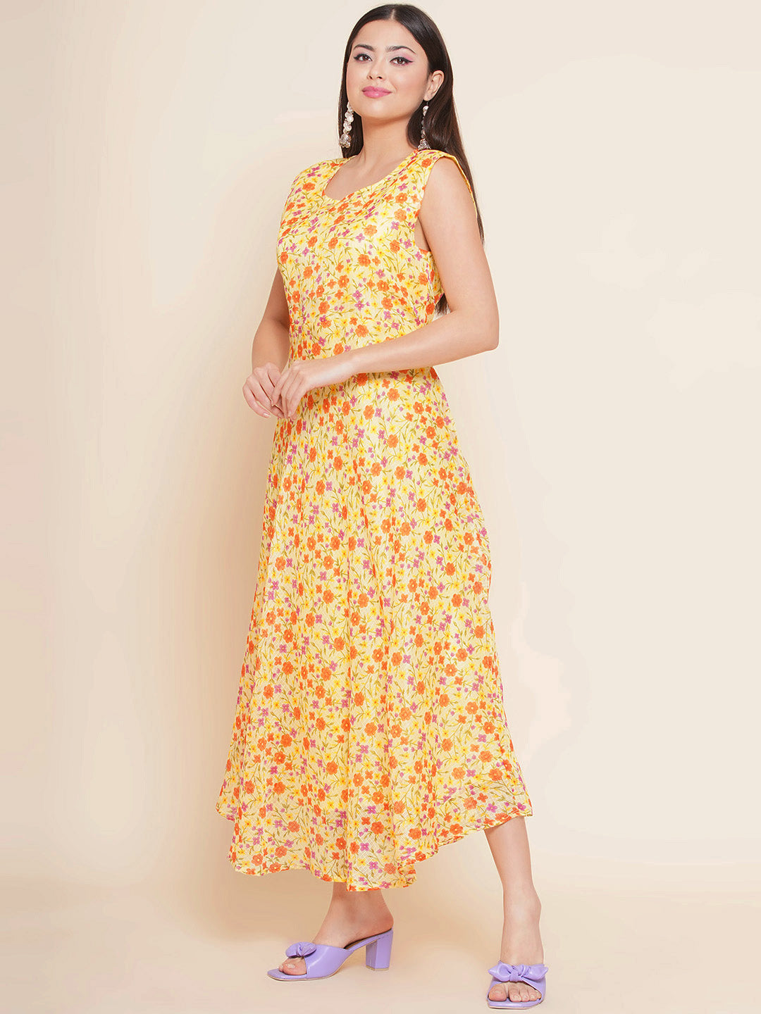 Floral Kota Doria Dress