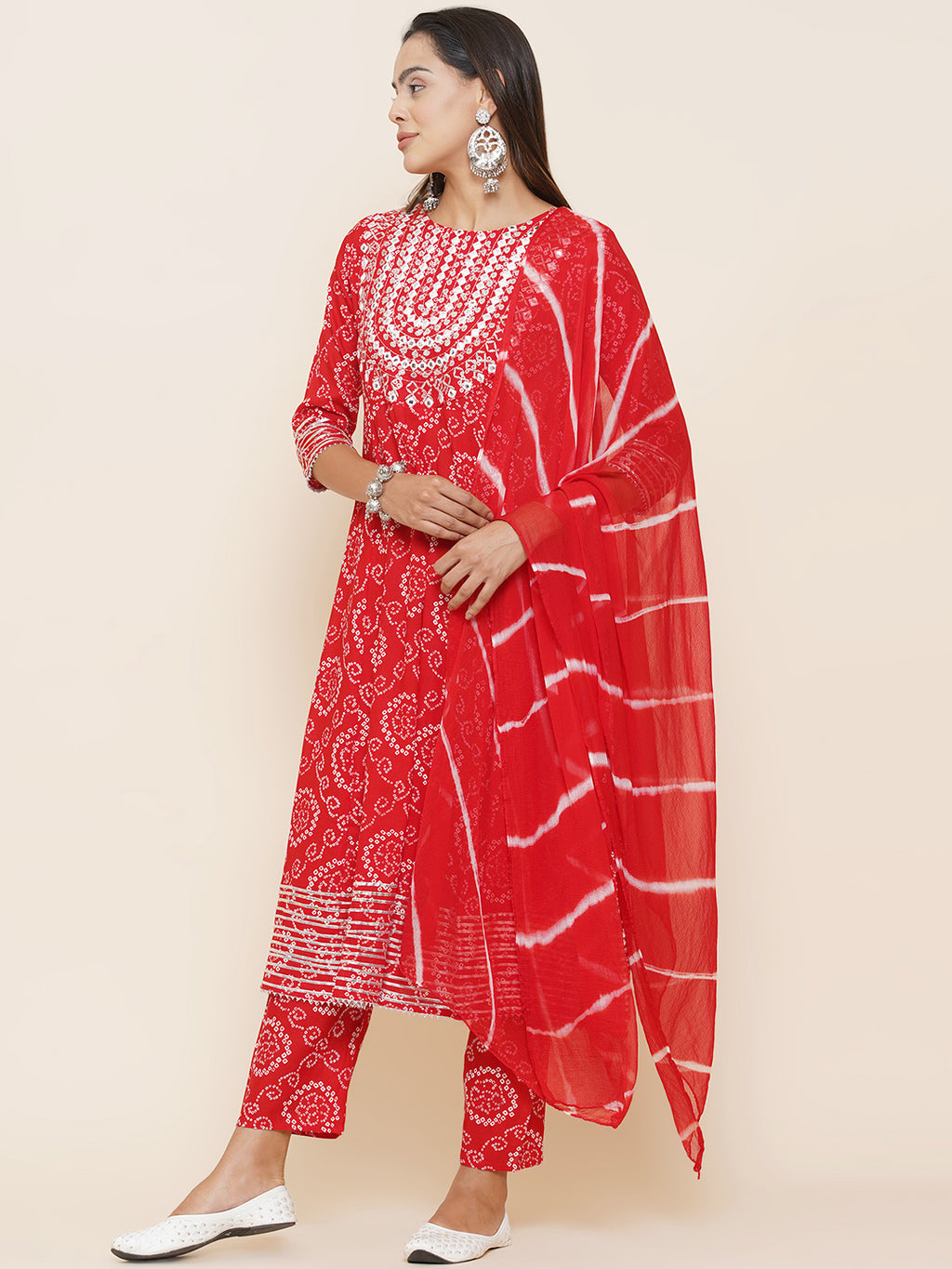 Gota Patti Mirrorwork Suit Set - Red