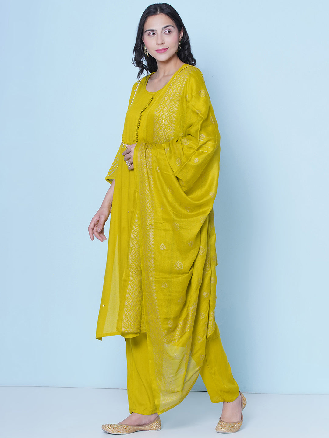 Gota Patti Suit Set - Yellow