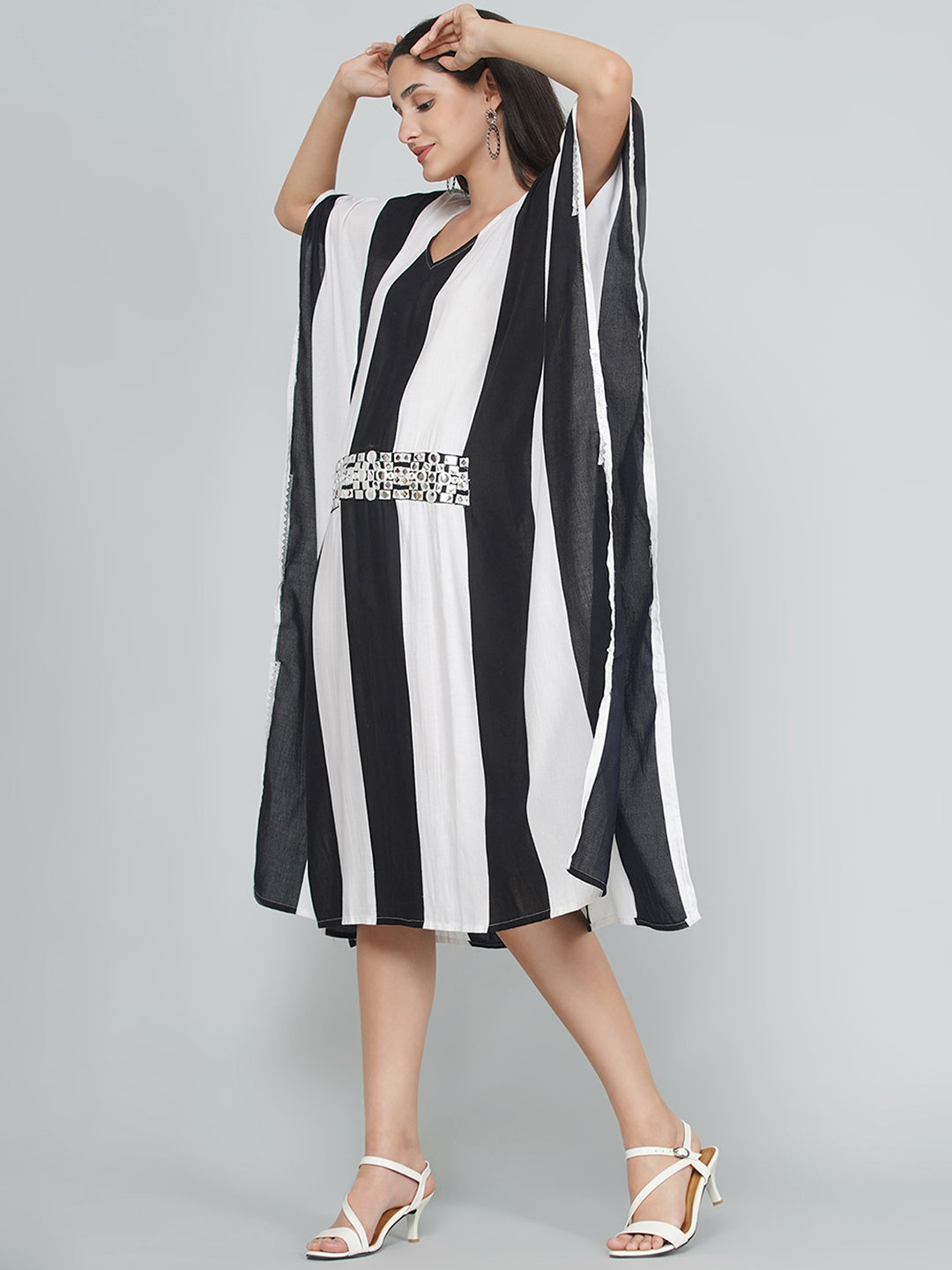Cotton Kaftan with Mirrorwork