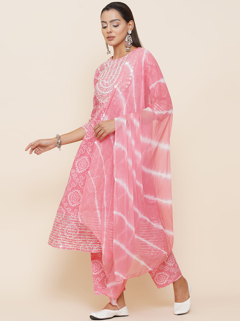 Gota Patti Mirrorwork Suit Set - Baby Pink