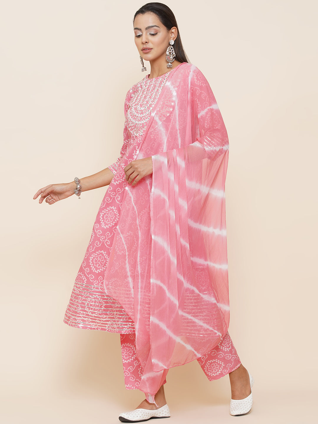 Gota Patti Mirrorwork Suit Set - Baby Pink