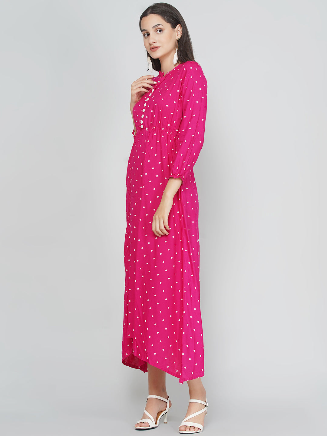 Polka Dress - Magenta Pink