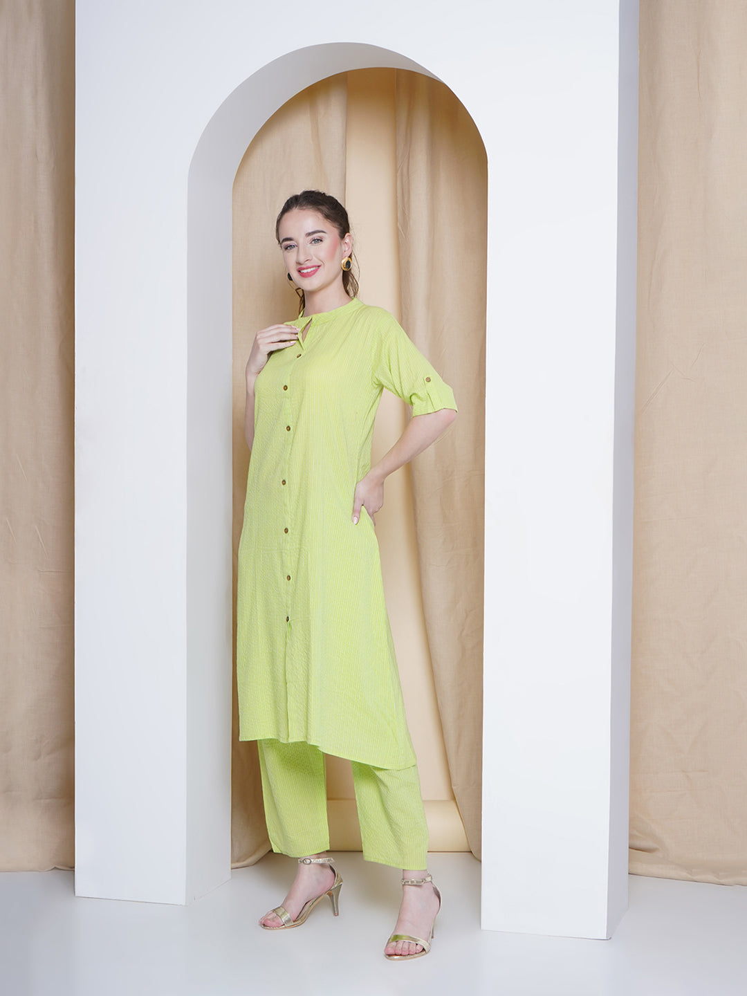 Rayon Co-Ord Set - Light Green