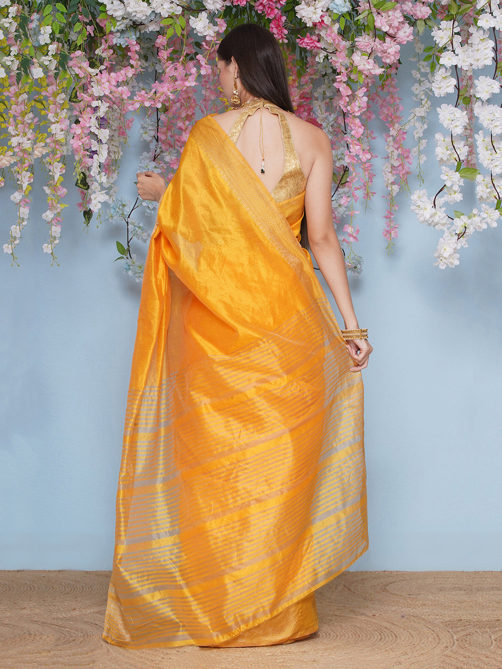 Tussar Silk Saree with Golden Zari Work - Yellow