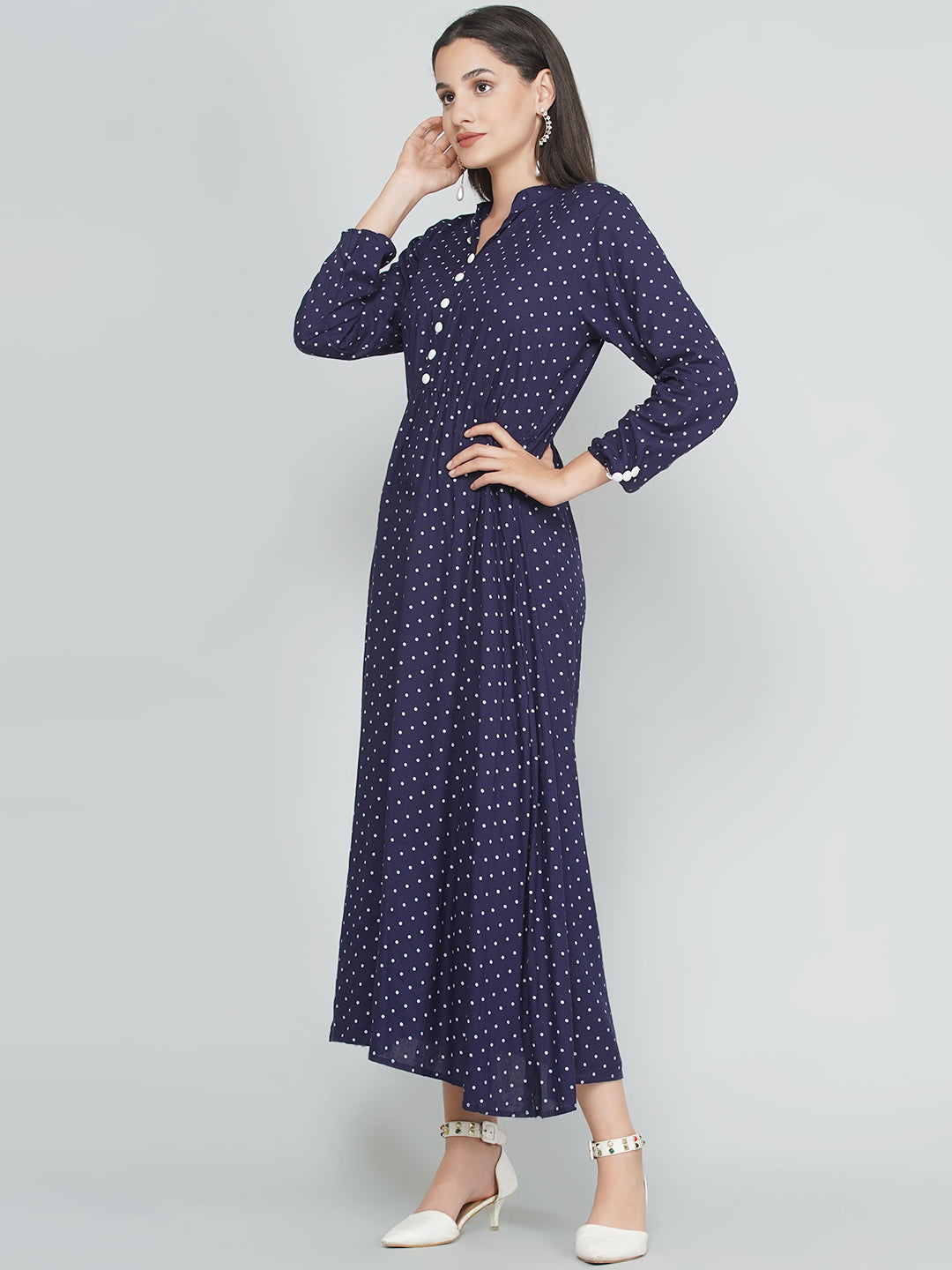 Polka Dress - Prussian Blue