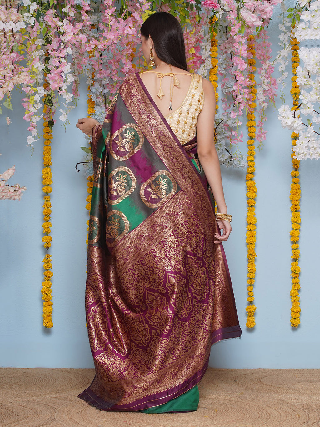 Banarasi Silk Jacquard Zari Kanjeevaram Saree - Violet