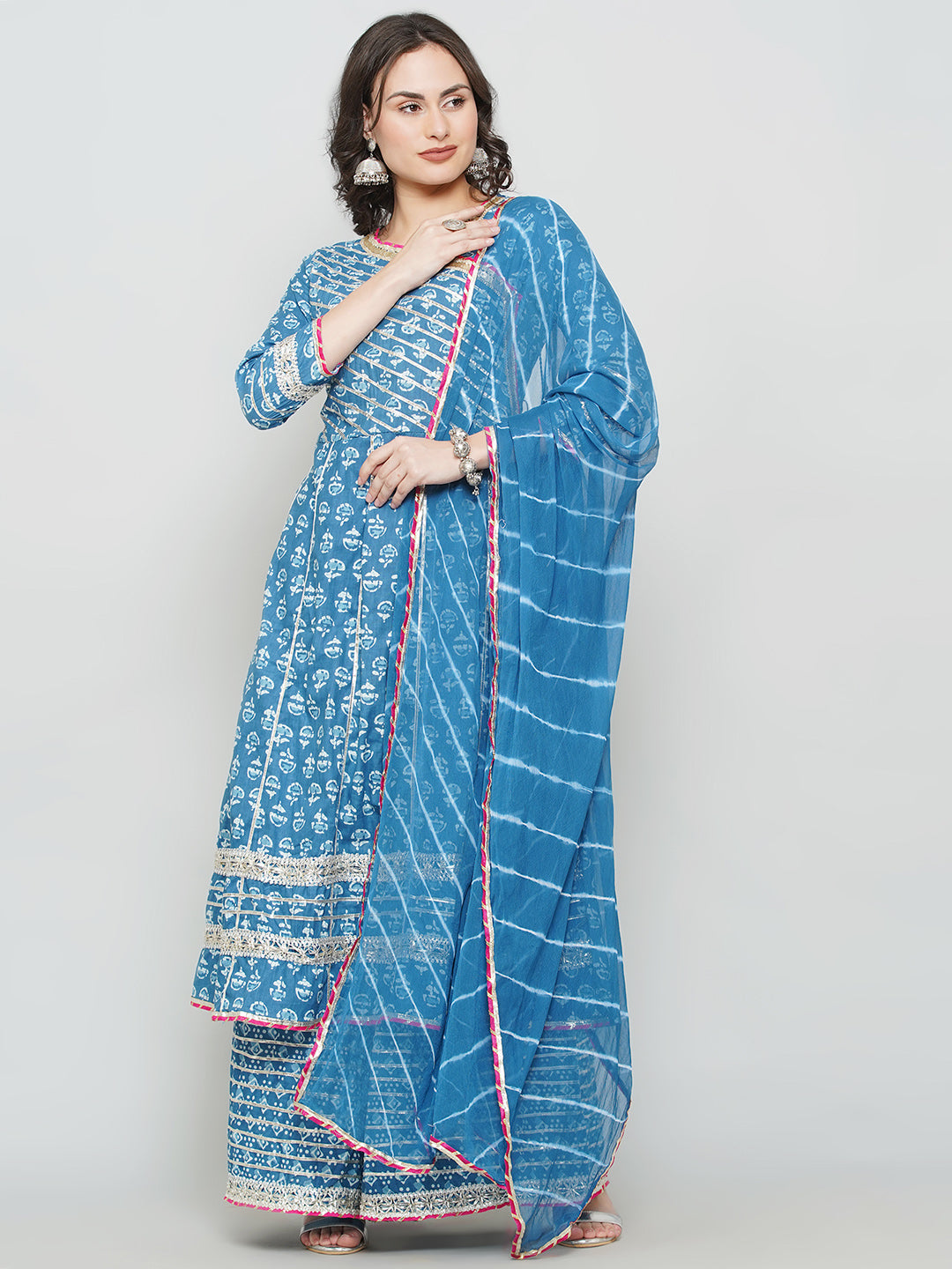 Angrakha Design Gota Patti Sharara Suit - Blue