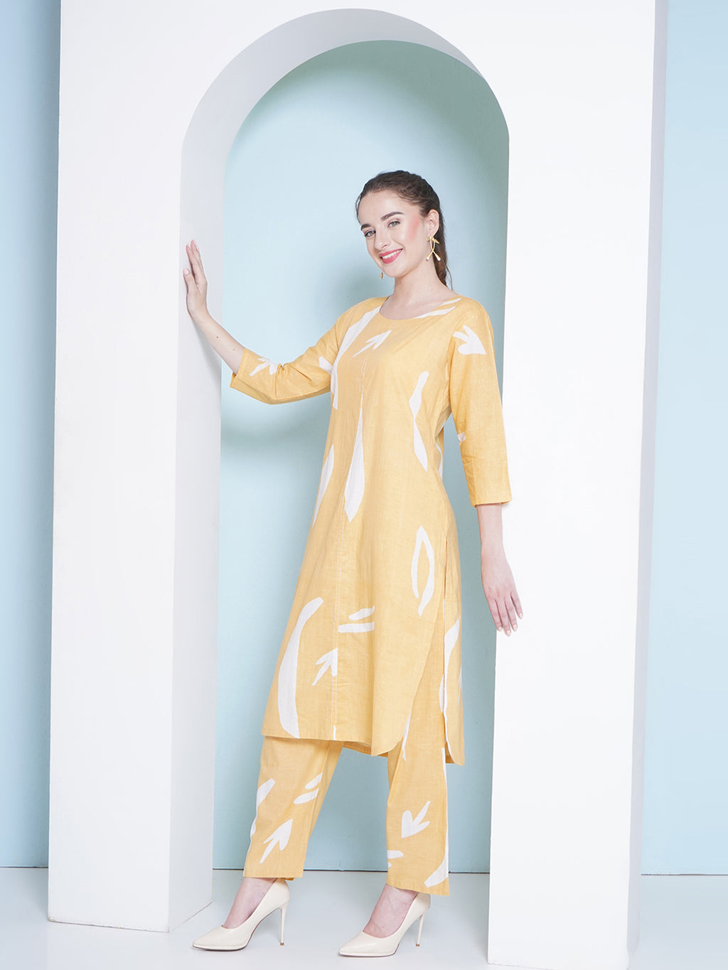 Rayon Co-Ord Set - Pastel Yellow