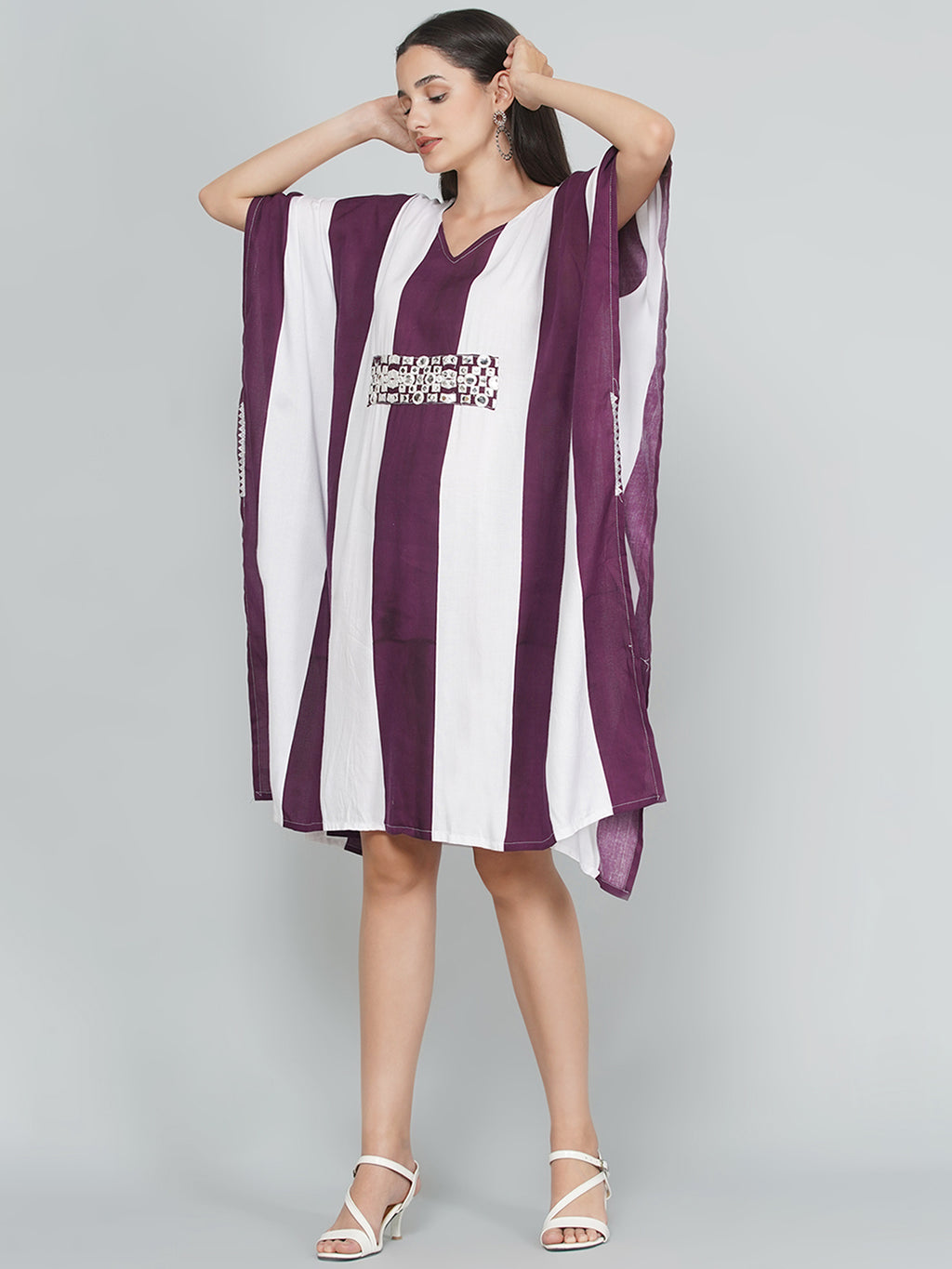 Cotton Kaftan with Mirrorwork