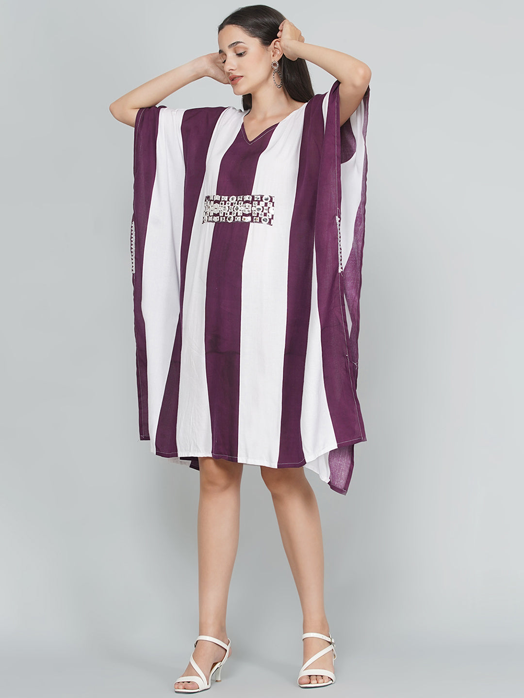 Cotton Kaftan with Mirrorwork
