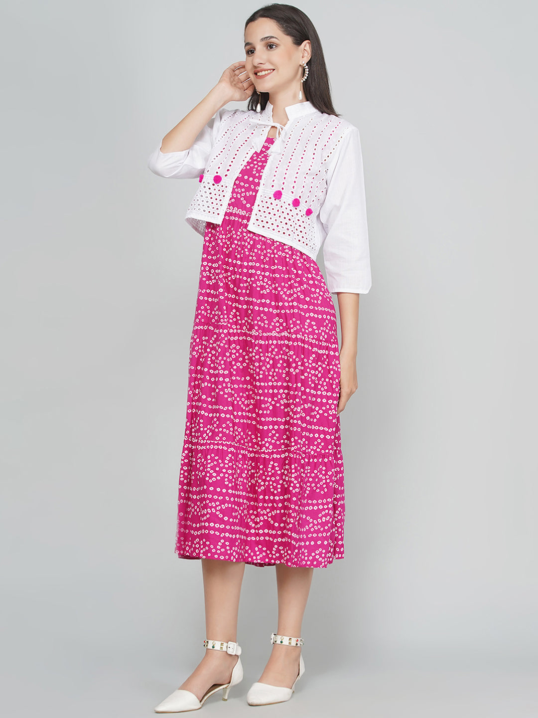 A-Line Dress with Jacket - Pink