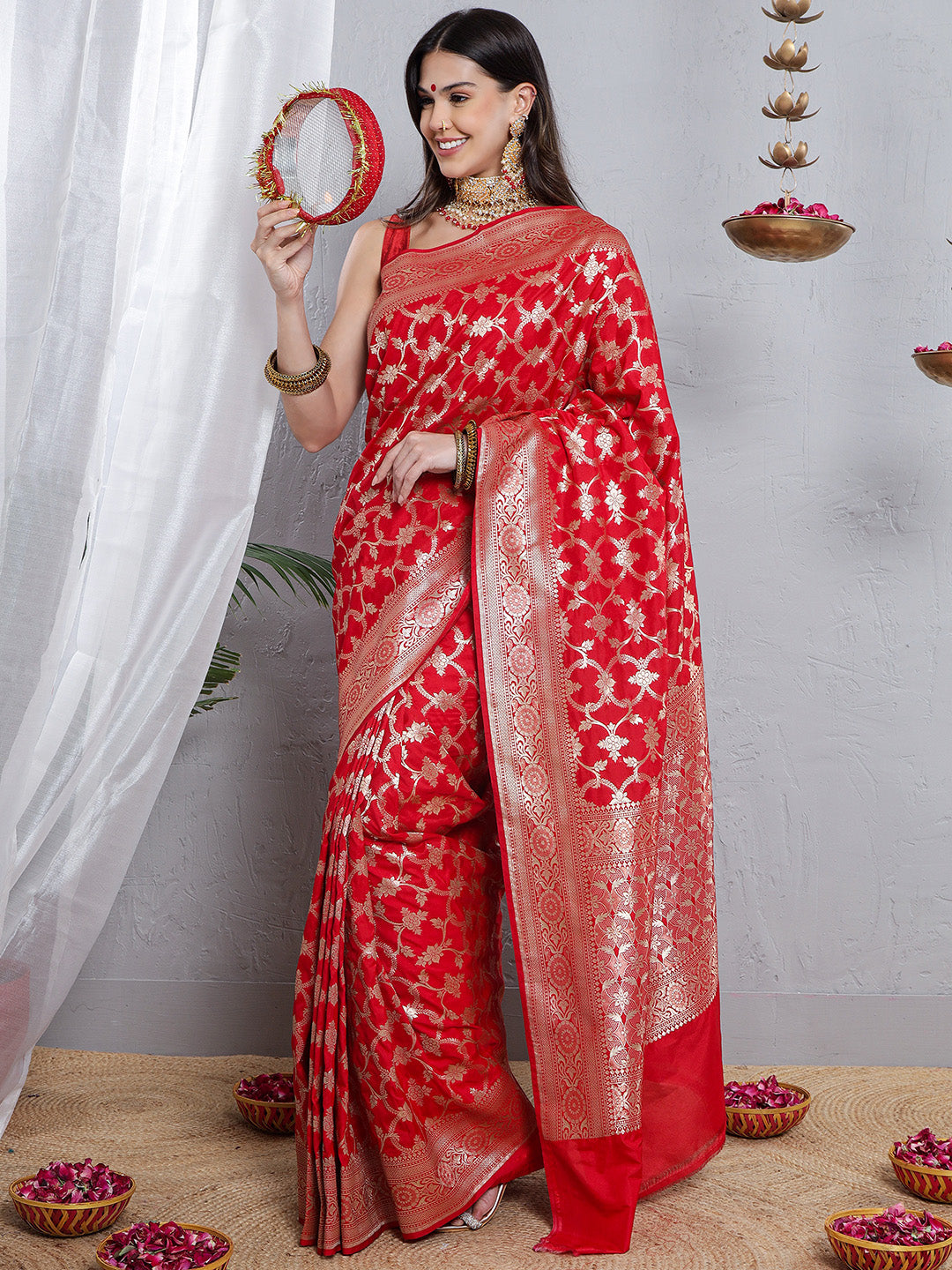 Banarasi Handloom Katan Silk Saree - Red