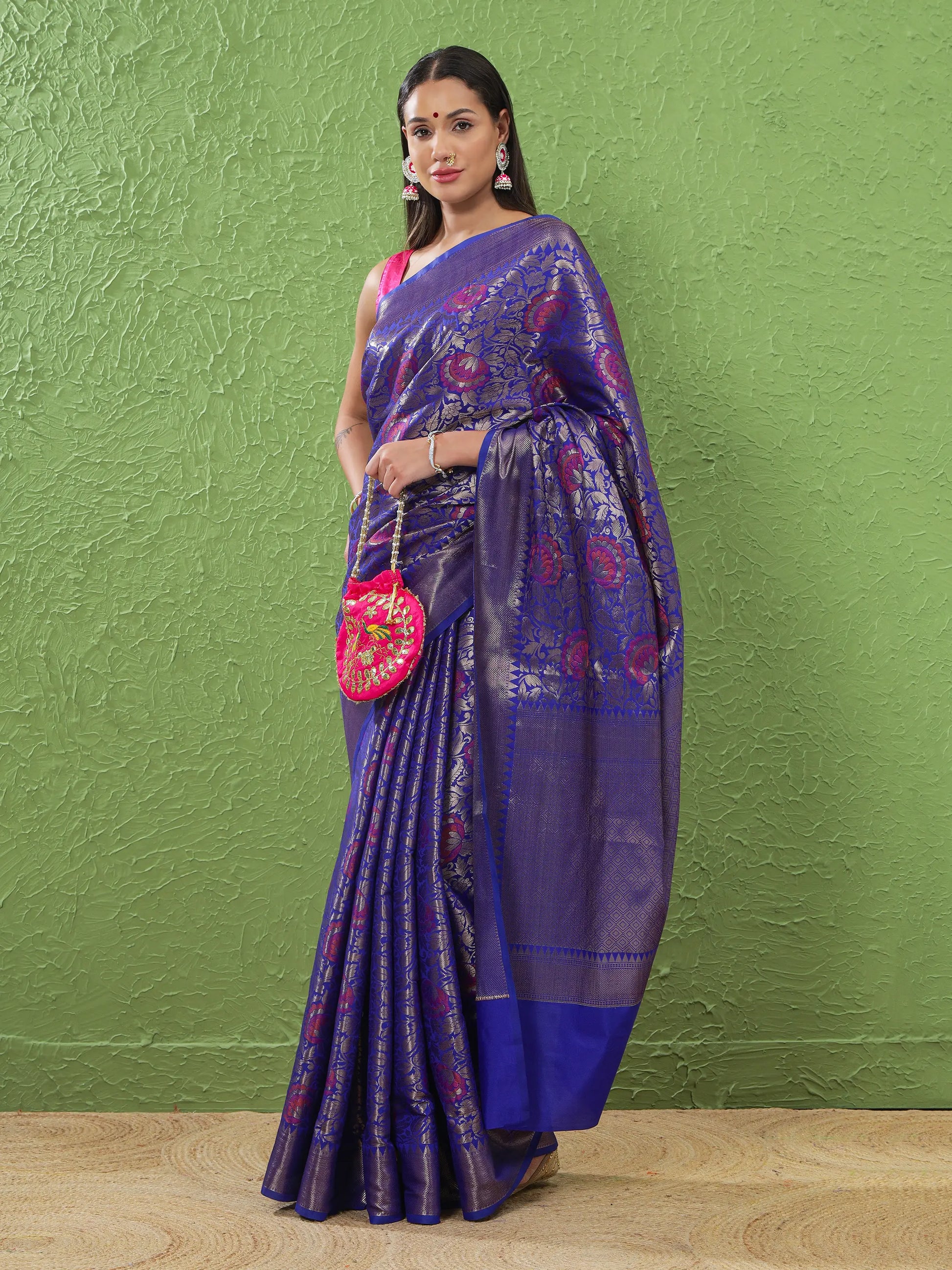 Banarasi Meenakari Silk Saree - Purple