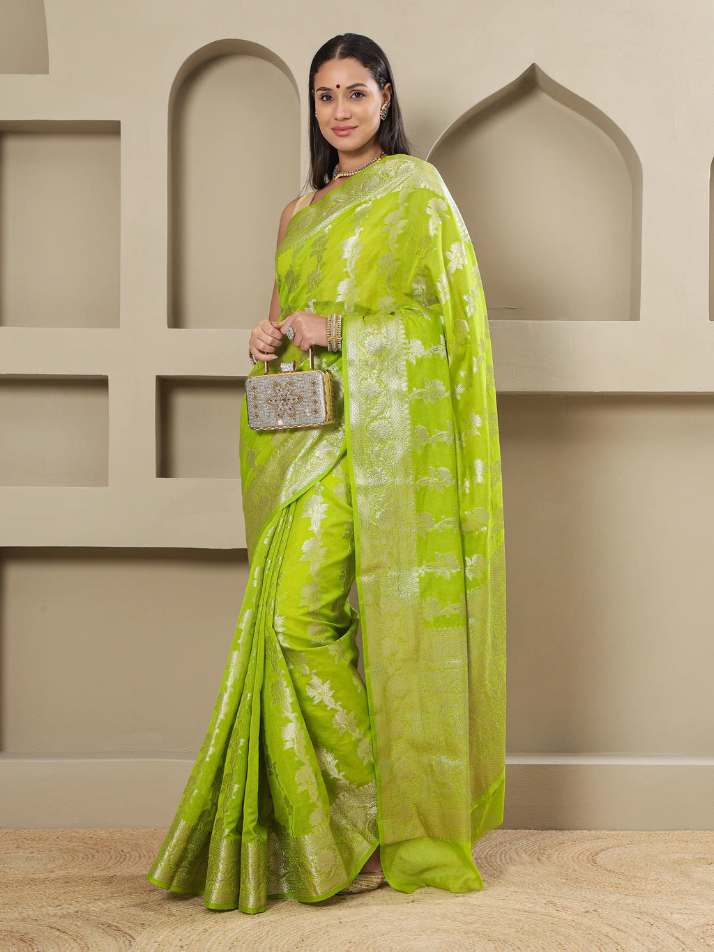 Banarasi Silk Heavy Zari Work - Neon Green