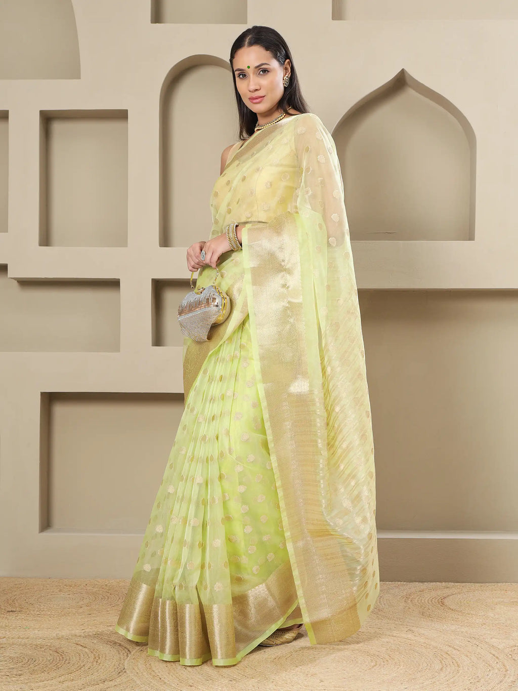 Banarasi Woven Organza Saree - Neon