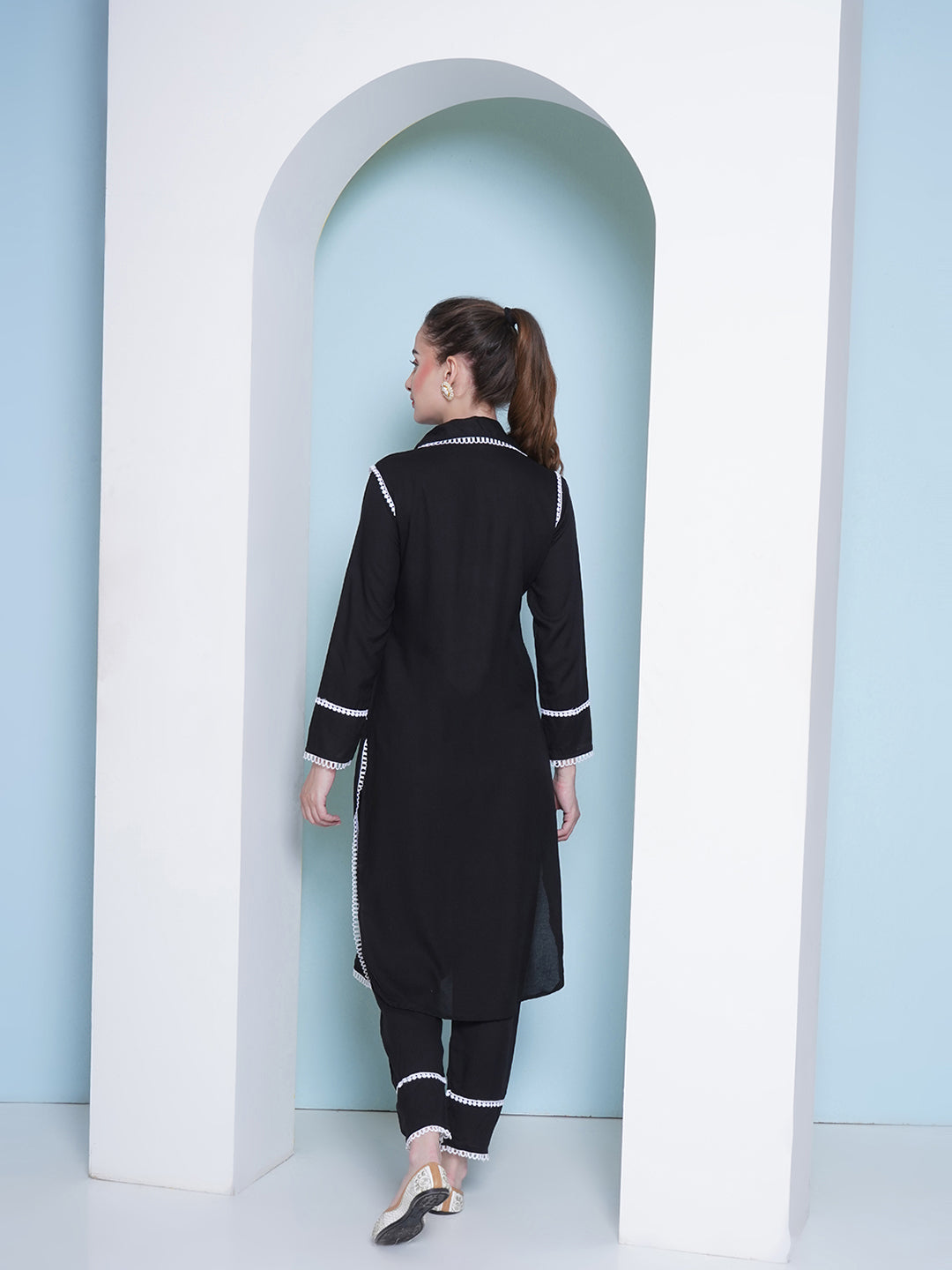 Embroidery Co-Ord Set - Black