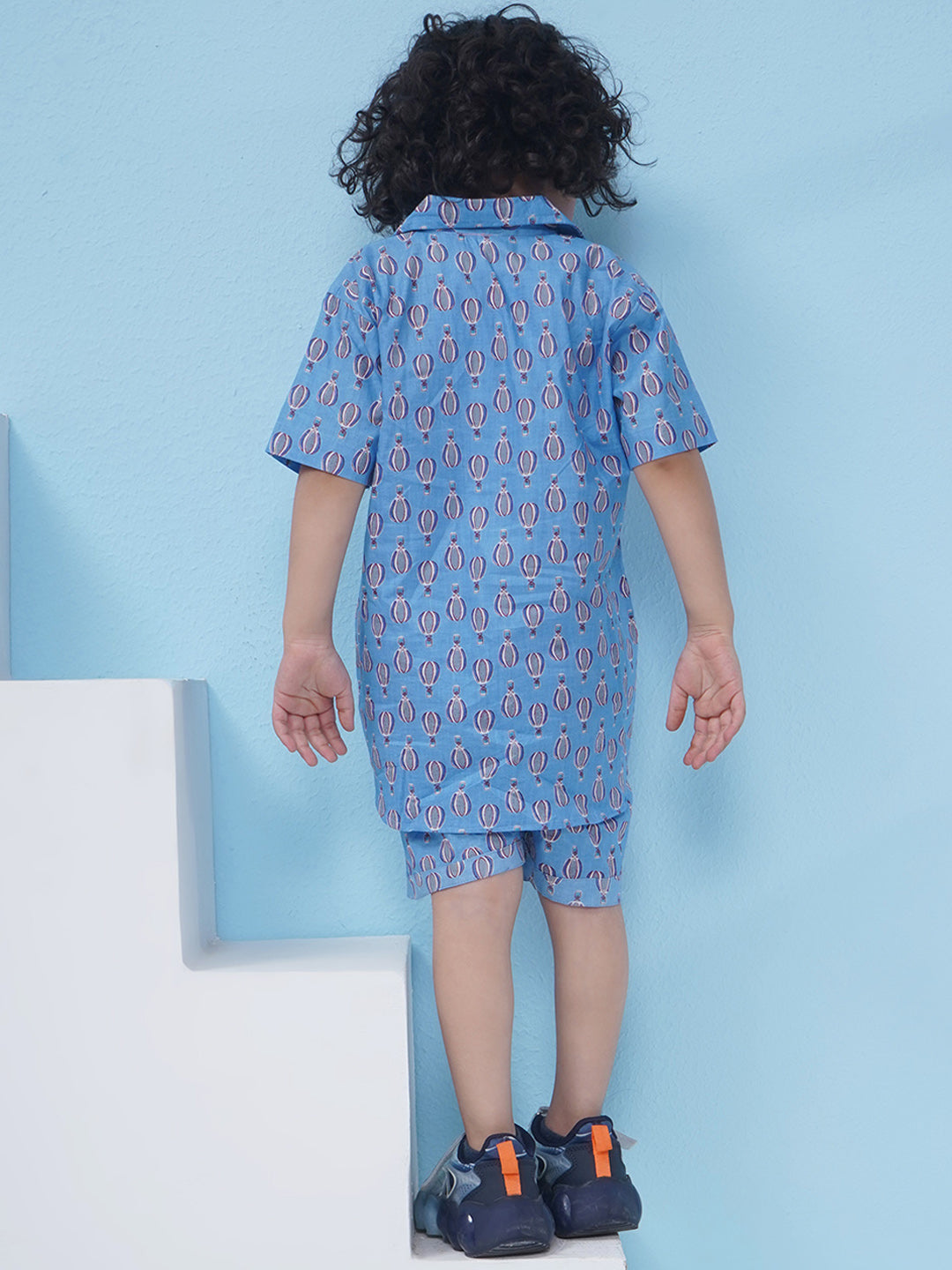Boys Motifs Printed Short Set - Blue