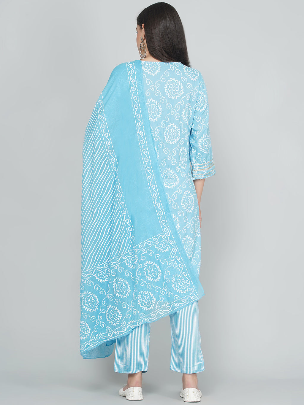 Gota Patti Bandhani Print Suit - Light Blue