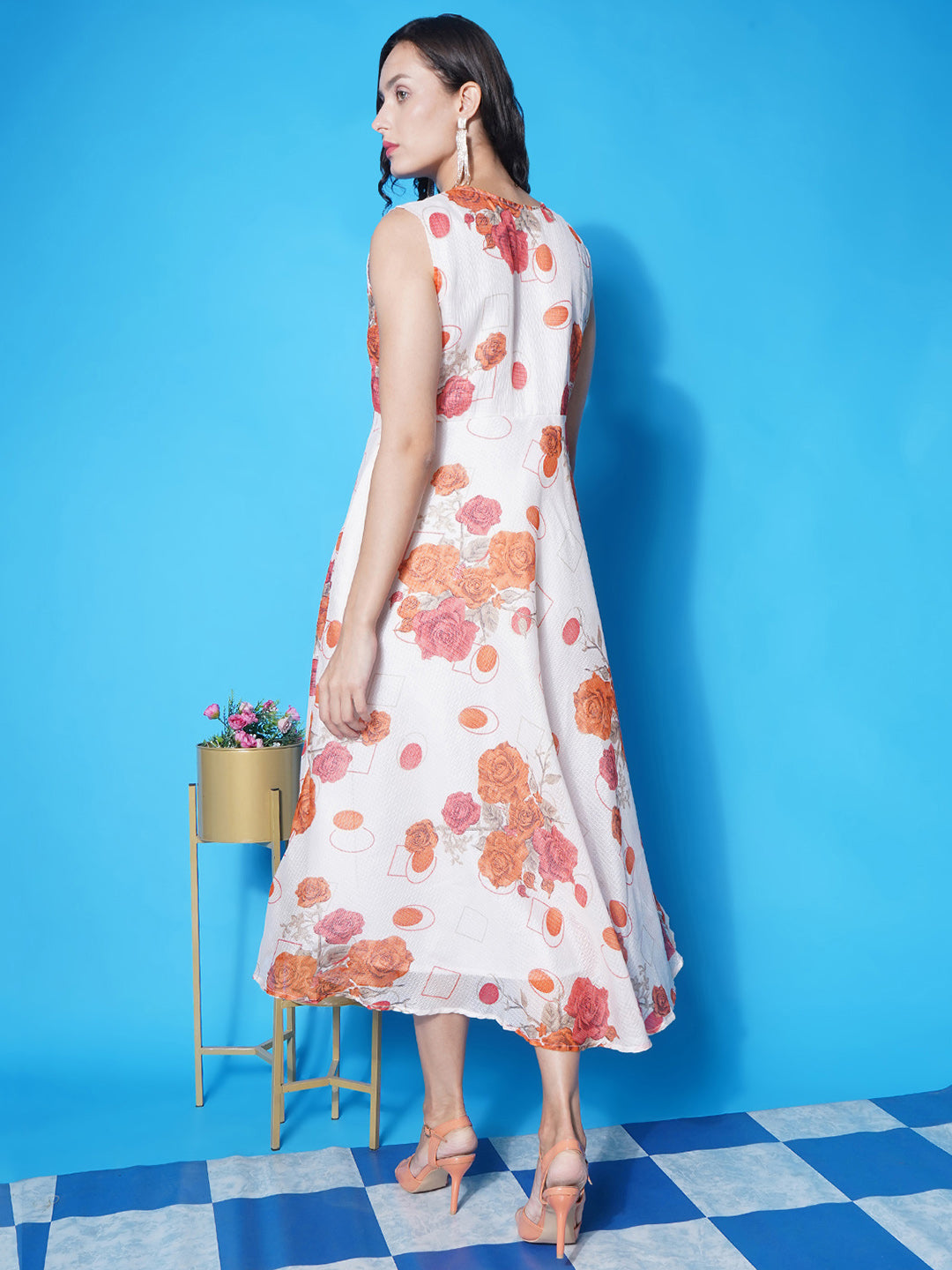 Floral Kota Doria Dress