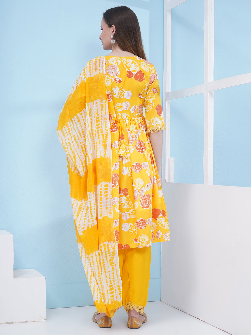 Nyra Cut Floral Print Suit Set - Yellow