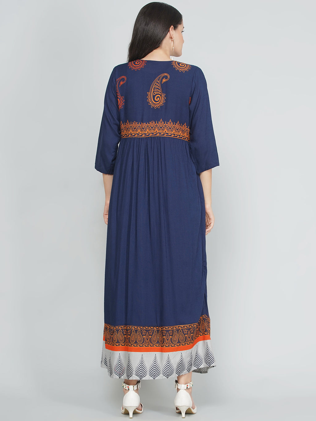 Paisley Print Dress with Shrug - Indigo