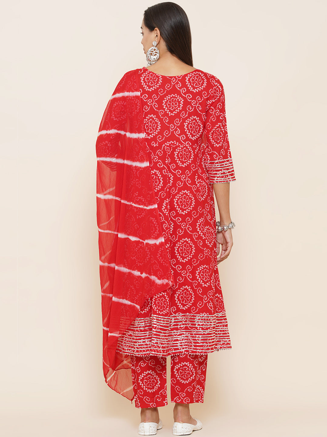 Gota Patti Mirrorwork Suit Set - Red
