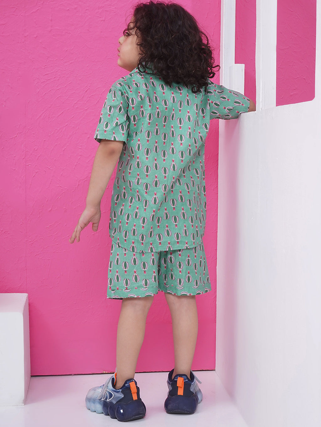 Boys Printed Short Set - Green
