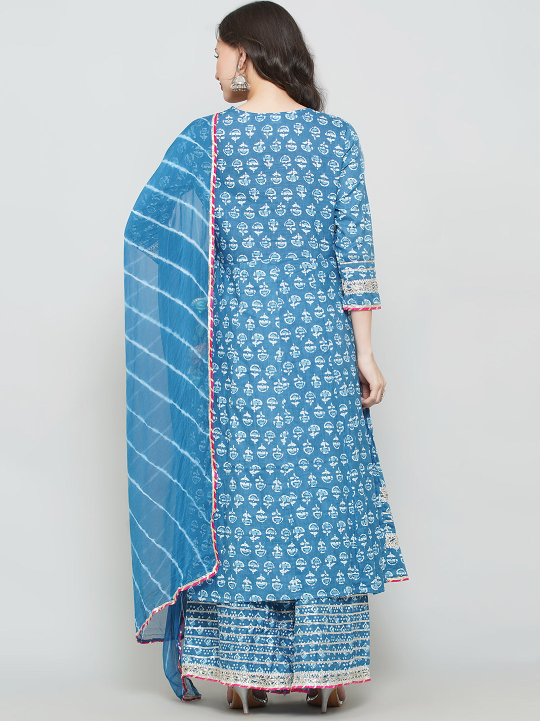 Angrakha Design Gota Patti Sharara Suit - Blue