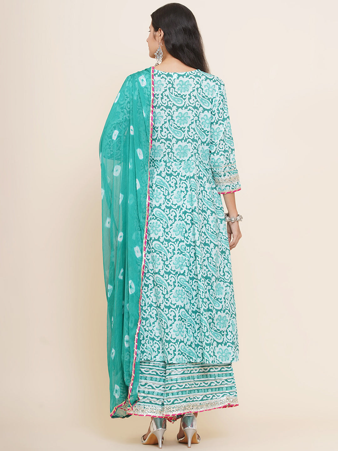 Angrakha Design Gota Patti Sharara Suit - Turquoise