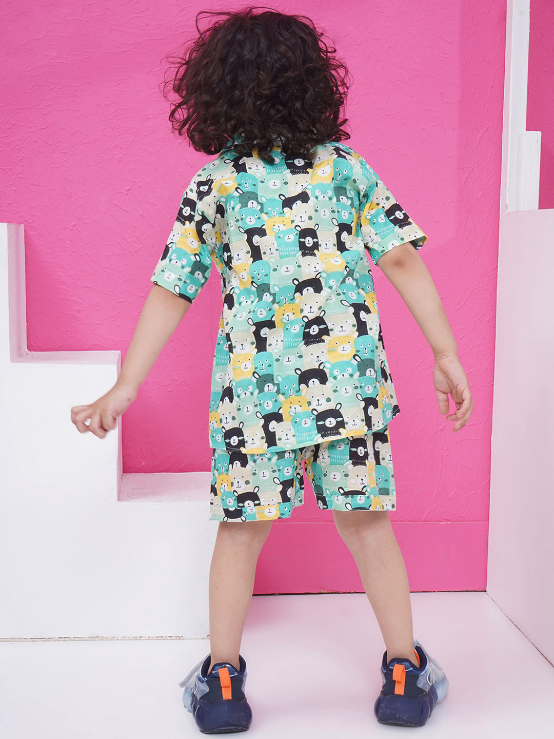 Boys Printed Short Set - Cyan