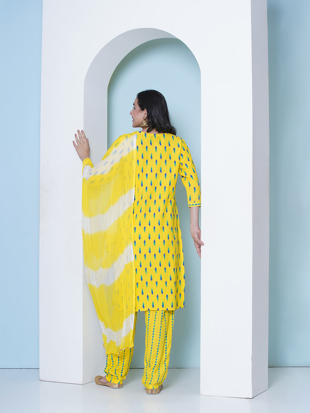 Printed Motifs Suit - Yellow