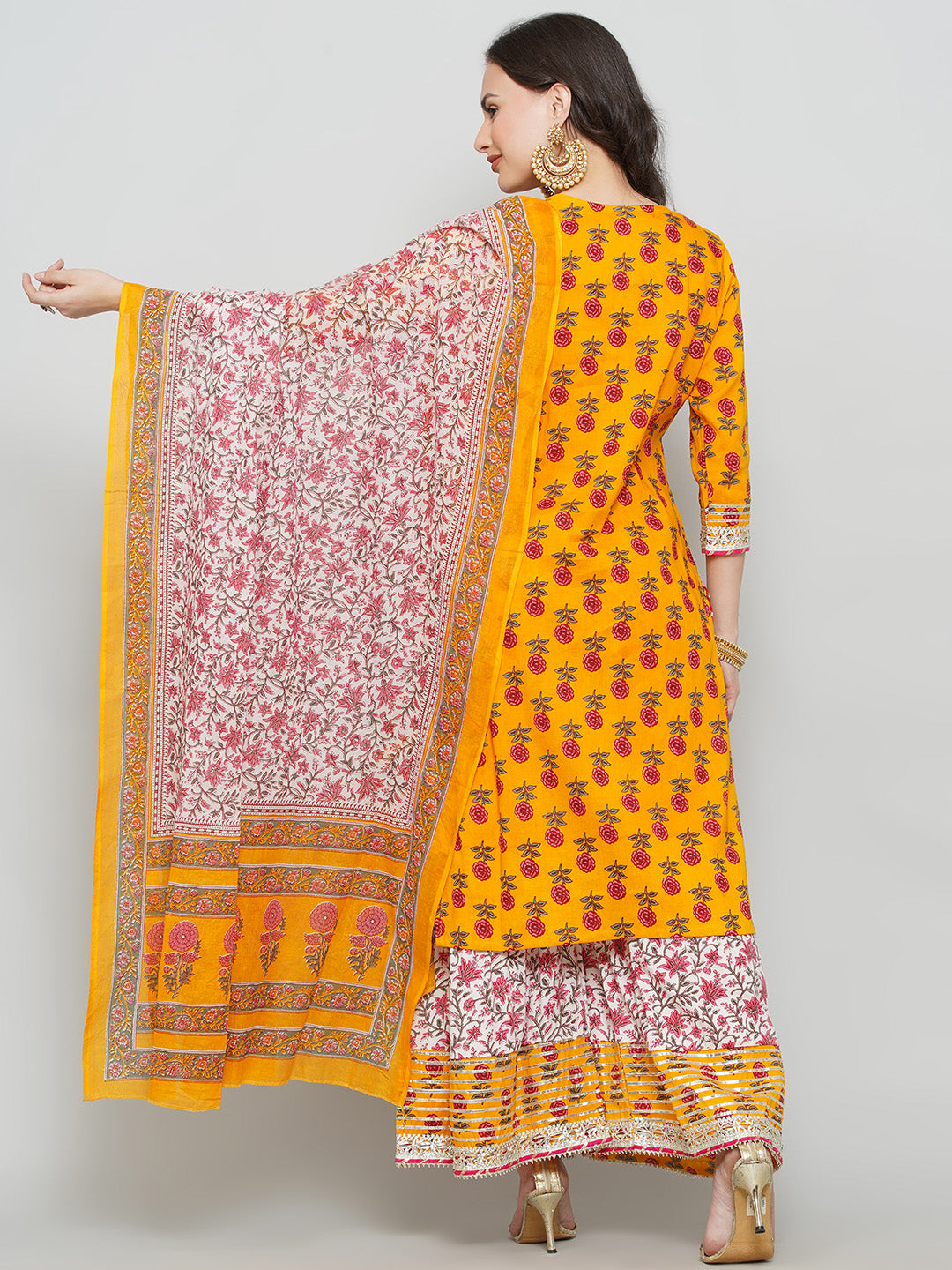 Yoke Design Gotta Patti Sharara Suit Set - Orange