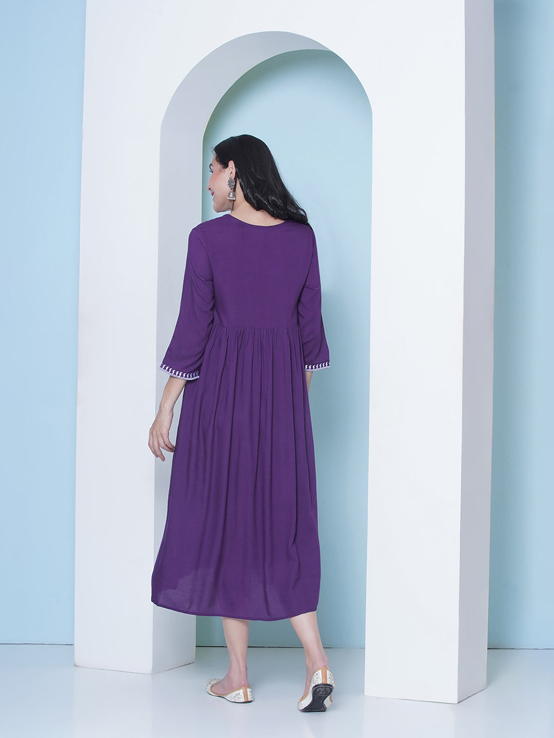 Embroidery Gown - Purple