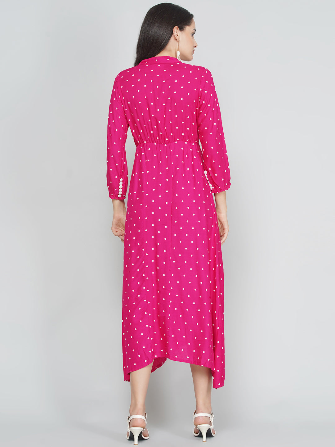 Polka Dress - Magenta Pink