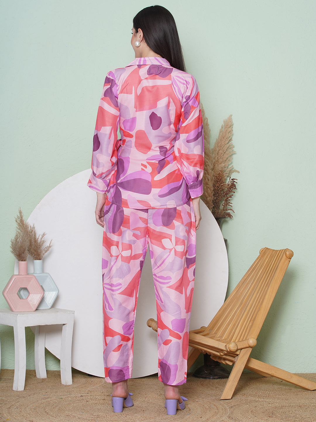 Muslin Digital Print Co-Ord Set - Pink