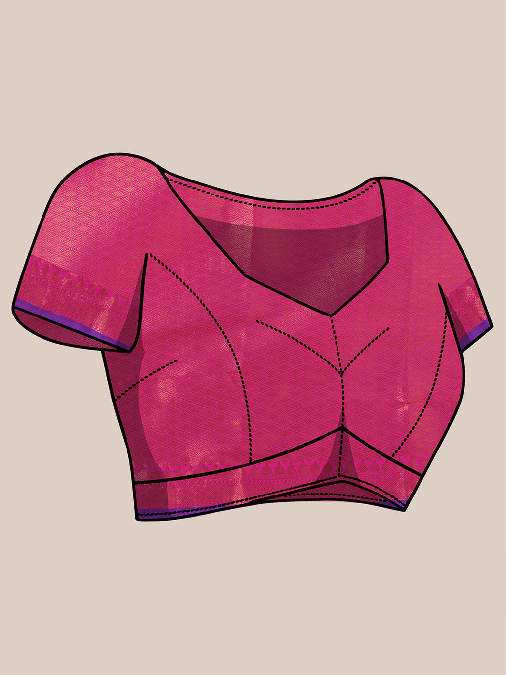 Banarasi Silk Blend Woven Border Saree – Magenta