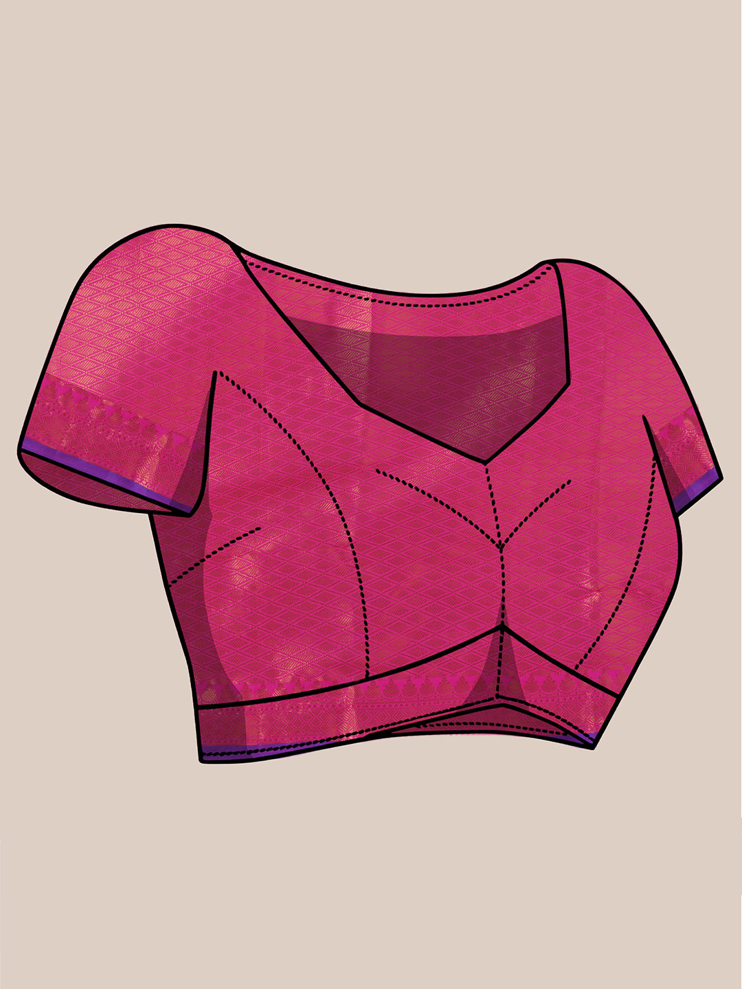 Banarasi Silk Blend Woven Border Saree – Magenta